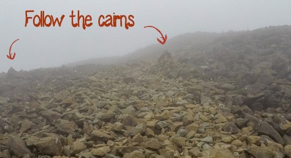 Cairns up Scafell Pike