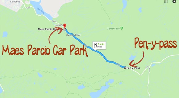 Maes Parcio Car Park to pen-y-pass