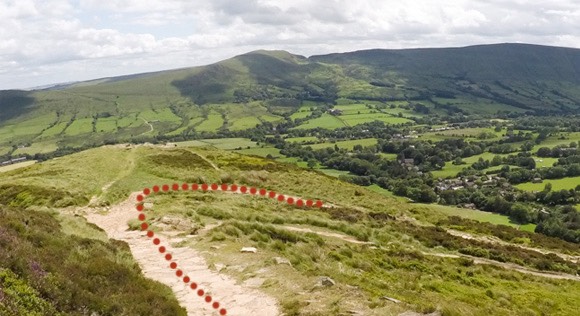 Curved path down Ringing Roger