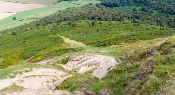 Grassed route down Roseberry Topping