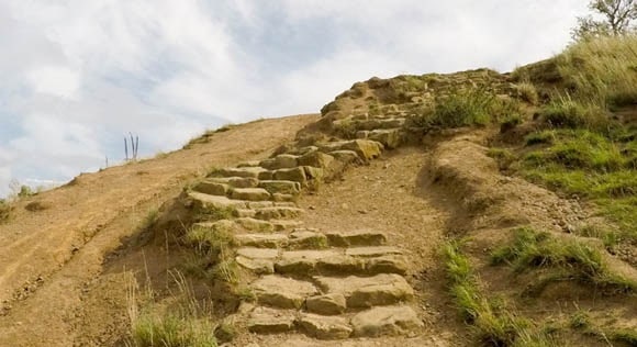 Steep steps up Rosberry Topping