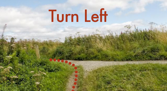 Turn left on to main path